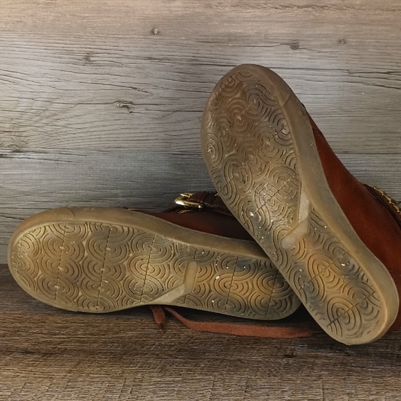 Wanted wedge sneakers studded brown gold women's 7 - Picture 8 of 8